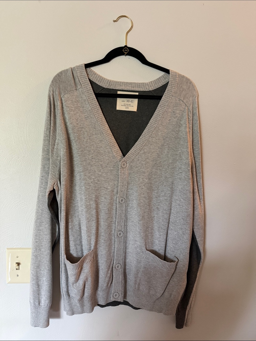 Dual Tone Gray V-Neck Men's Five Four Cardigan Sweater